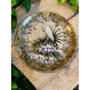 Kathleen Denis Decorative Porcelain Plate 8.25" Tropical Crane